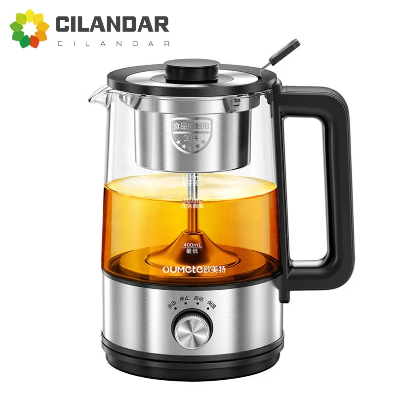 2025 oumete Multifunctional health pot household intelligent decocting tea maker portable glass small electric heating kettle