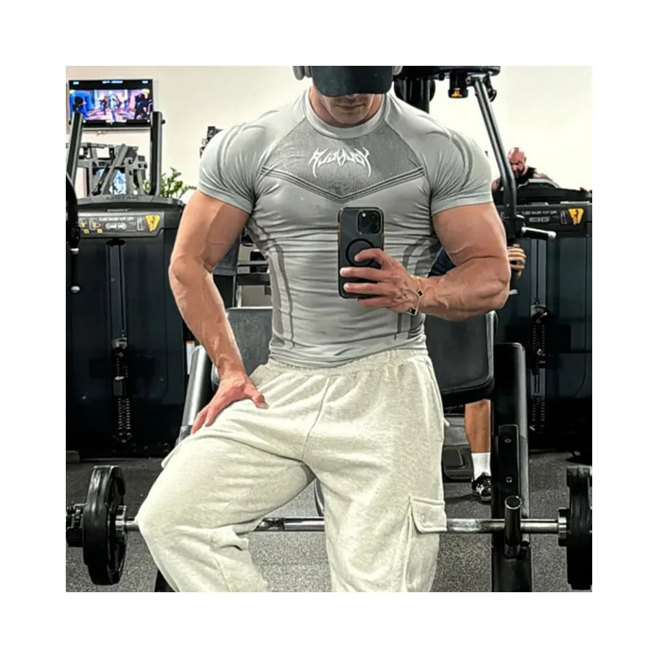 2025 YOUNGLA fitness clothing men's T-shirt tights men high elastic training clothing