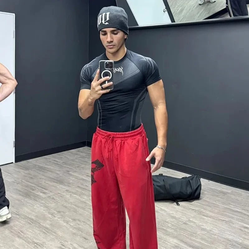 2025 YOUNGLA fitness clothing men's T-shirt tights men high elastic training clothing