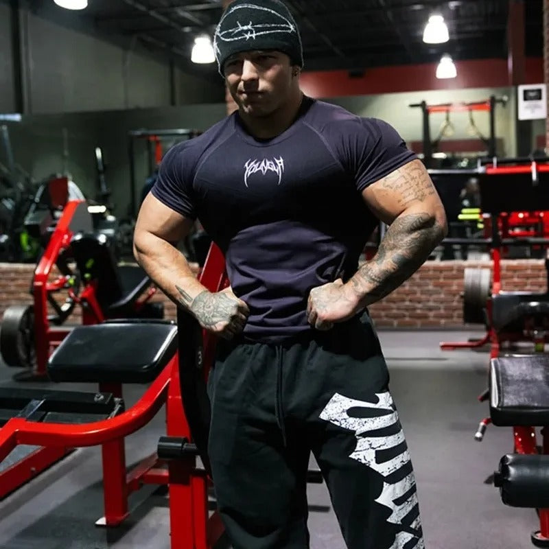 2025 YOUNGLA fitness clothing men's T-shirt tights men high elastic training clothing