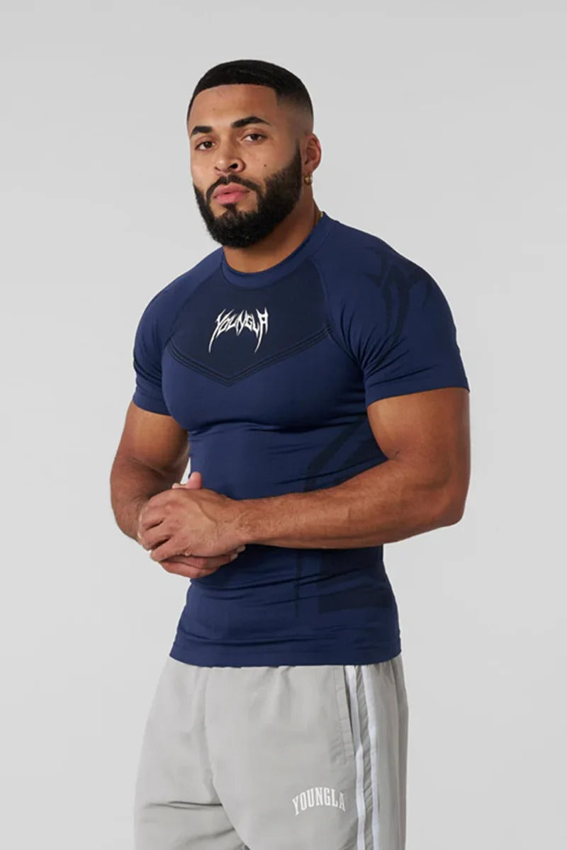 2025 YOUNGLA fitness clothing men's T-shirt tights men high elastic training clothing